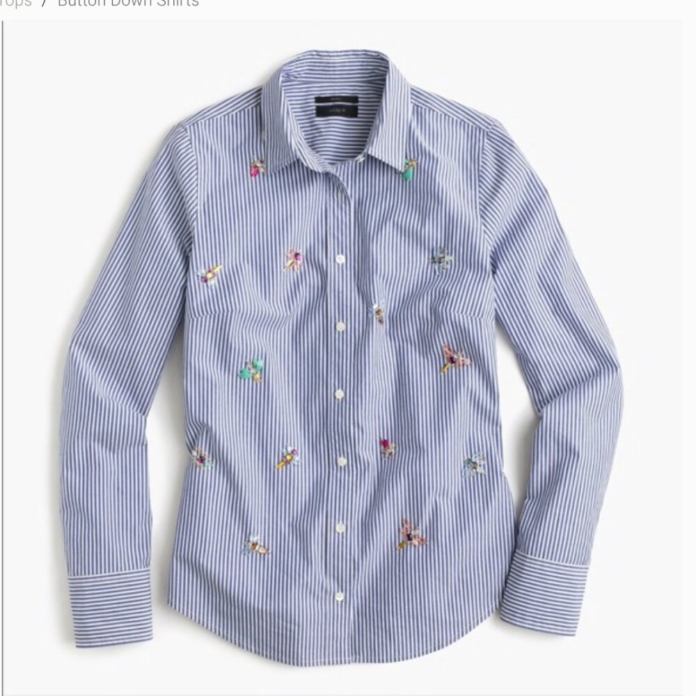 J. Crew Perfect Shirt Bee Embellishment Shirt
